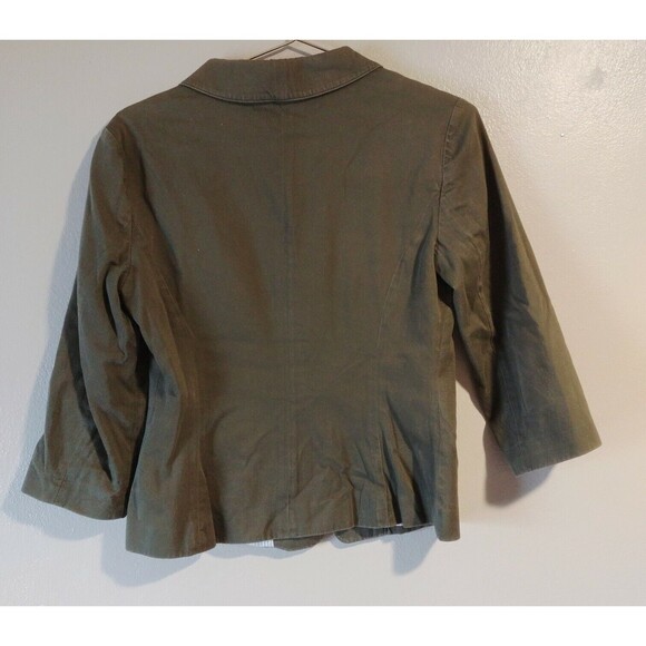 EXPRESS 4 Blazer Green Jacket Button Up Cotton Women Collar - Picture 6 of 6